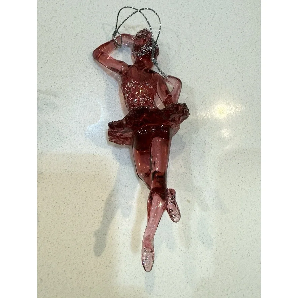 Pink Acrylic Ballerina Ornaments Hanging Set Of 4‎